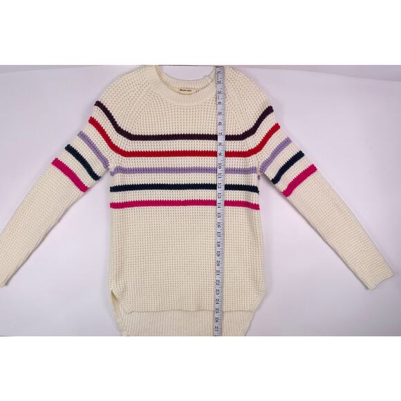 Marine Layer Cream Multi Stripe Waffle Knit Sweater Size Small - Picture 8 of 10